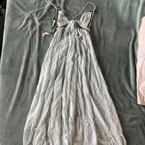 Light turquoise tie-up maxi dress